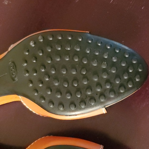 Tod's Orange Buckle Kitten Heel Mules/Sandals 7.5 - Picture 7 of 12
